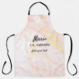 simple minimal add your name city text marble a apron