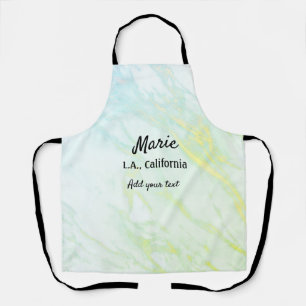 simple minimal add your name city text marble    apron