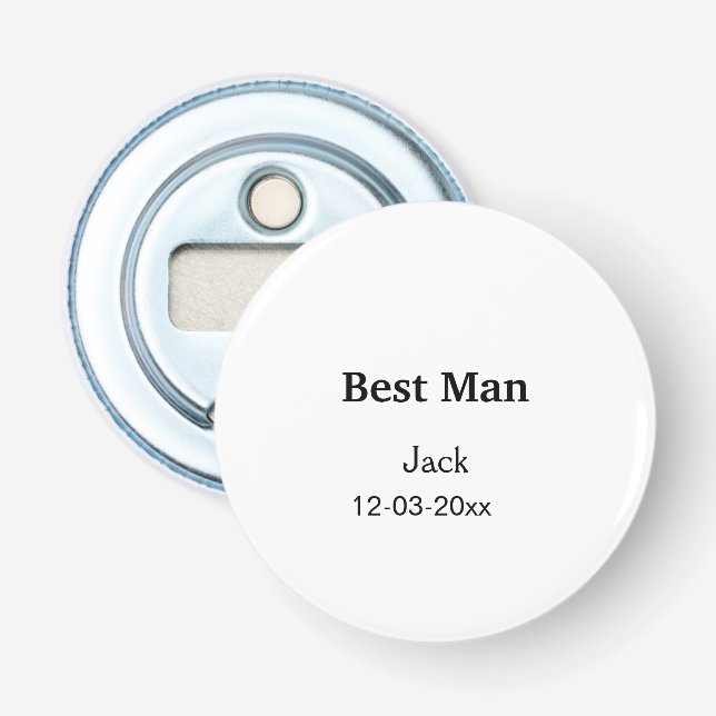 SIMPLE MINIMAL add your name custom best man Bottle Opener (Front)