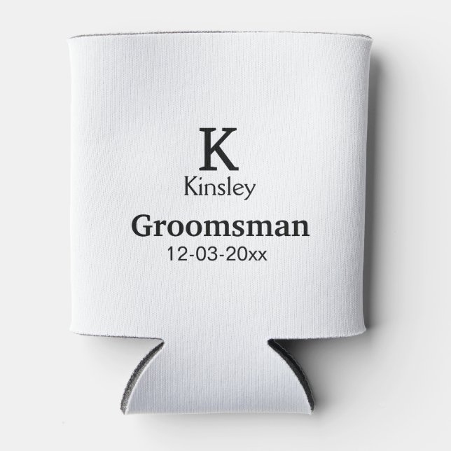 SIMPLE MINIMAL add your name custom groomsman  Can Cooler (Front)