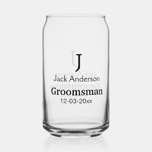 SIMPLE MINIMAL add your name custom groomsman Can Glass