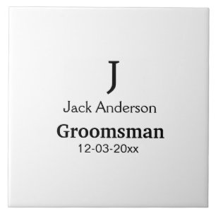 SIMPLE MINIMAL add your name custom groomsman  Ceramic Tile