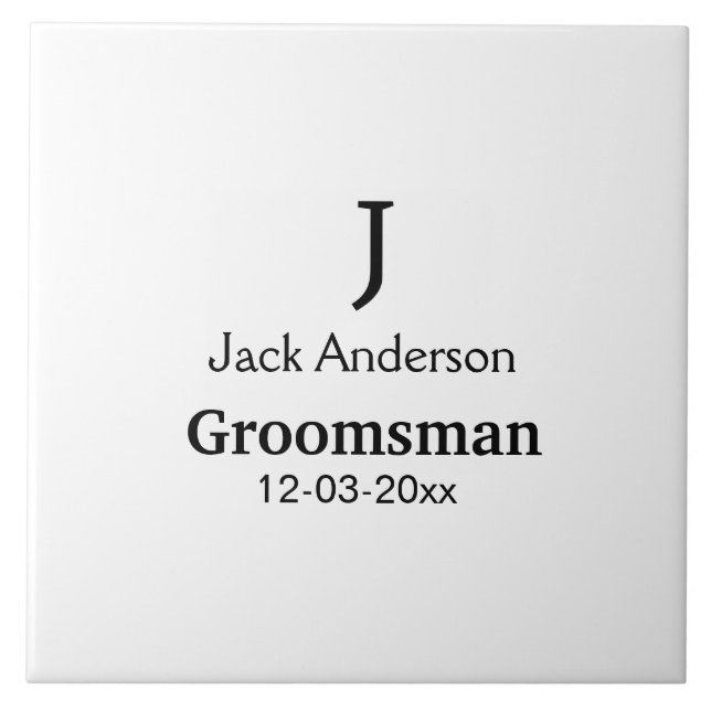 SIMPLE MINIMAL add your name custom groomsman  Ceramic Tile (Front)