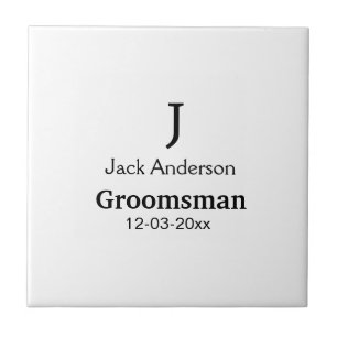 SIMPLE MINIMAL add your name custom groomsman Ceramic Tile