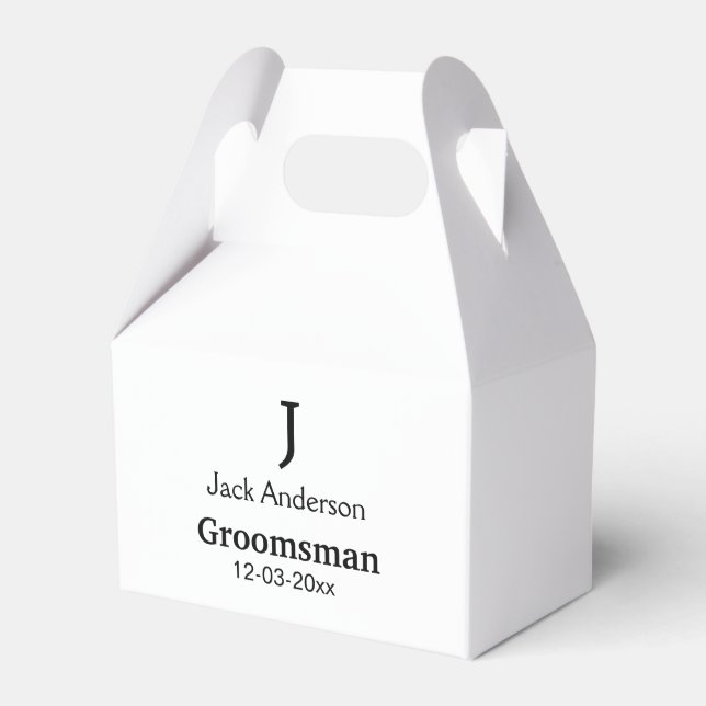 SIMPLE MINIMAL add your name custom groomsman  Favour Box (Front Side)