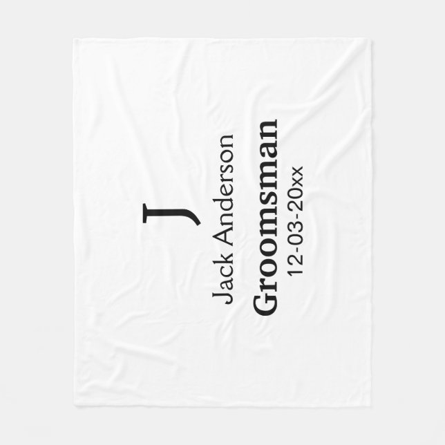 SIMPLE MINIMAL add your name custom groomsman  Fleece Blanket (Front)