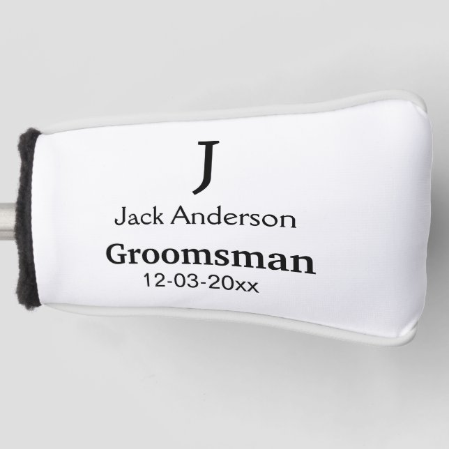 SIMPLE MINIMAL add your name custom groomsman  Golf Head Cover (Front)