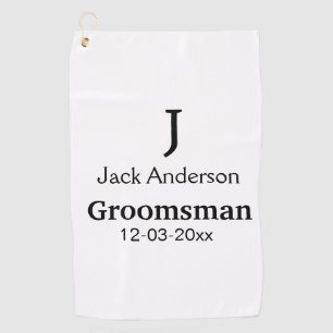 SIMPLE MINIMAL add your name custom groomsman  Golf Towel