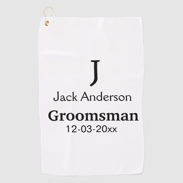 SIMPLE MINIMAL add your name custom groomsman  Golf Towel (Front)