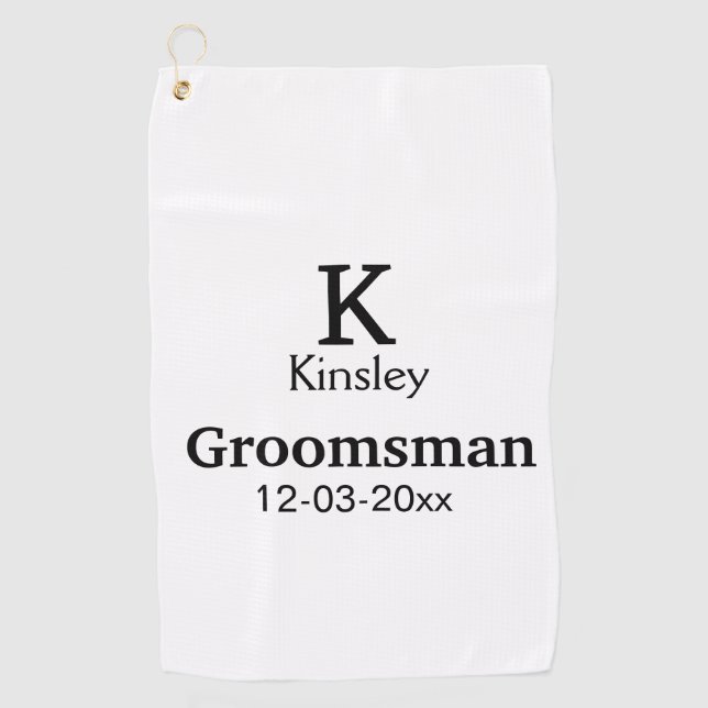 SIMPLE MINIMAL add your name custom groomsman  Golf Towel (Front)