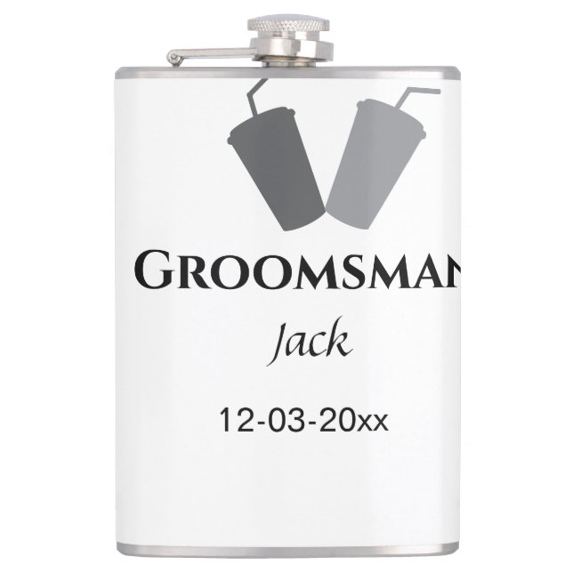 SIMPLE MINIMAL add your name custom groomsman  Hip Flask (Front)
