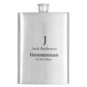 SIMPLE MINIMAL add your name custom groomsman Hip Flask