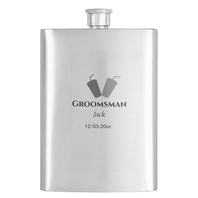 SIMPLE MINIMAL add your name custom groomsman  Hip Flask (Front)