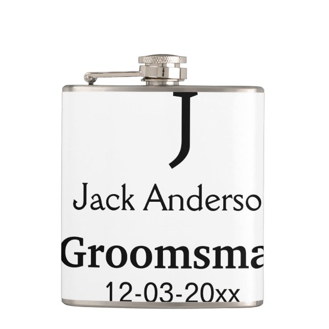 SIMPLE MINIMAL add your name custom groomsman  Hip Flask (Front)