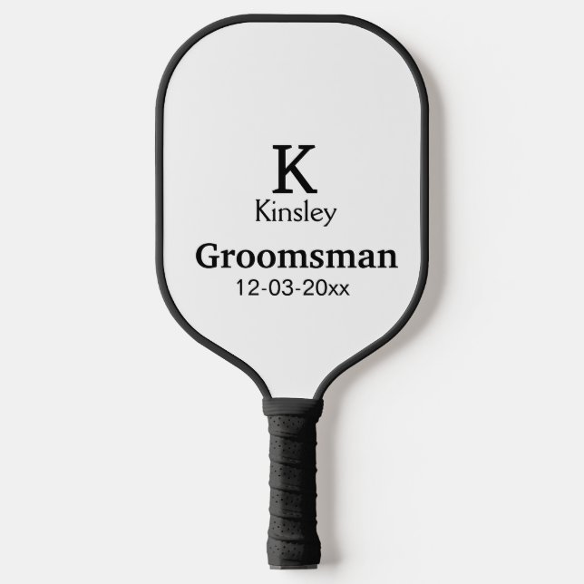 SIMPLE MINIMAL add your name custom groomsman  Pickleball Paddle (Front)