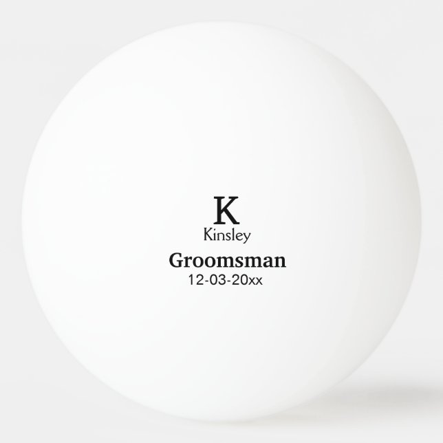 SIMPLE MINIMAL add your name custom groomsman  Ping Pong Ball (Front)