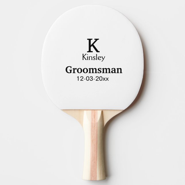 SIMPLE MINIMAL add your name custom groomsman  Ping Pong Paddle (Front)