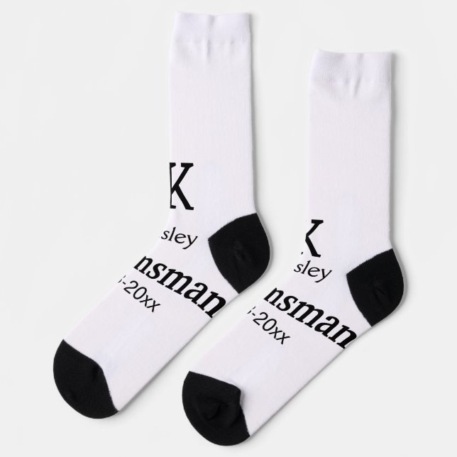 SIMPLE MINIMAL add your name custom groomsman  Socks (Left)