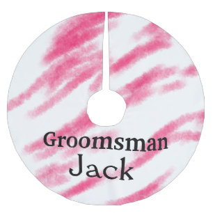 SIMPLE MINIMAL add your name custom groomsman T Brushed Polyester Tree Skirt