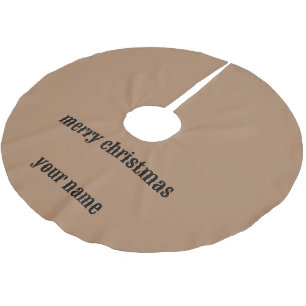 simple minimal add your name merry christmas brush brushed polyester tree skirt