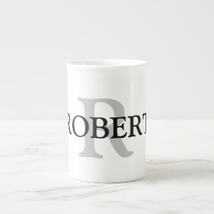 simple minimal add your name MONOGRAM GROOMSMEN    Bone China Mug