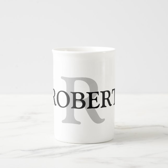 simple minimal add your name MONOGRAM GROOMSMEN    Bone China Mug (Front)