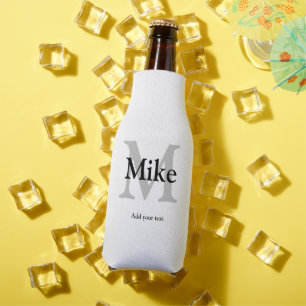 simple minimal add your name MONOGRAM GROOMSMEN  Bottle Cooler