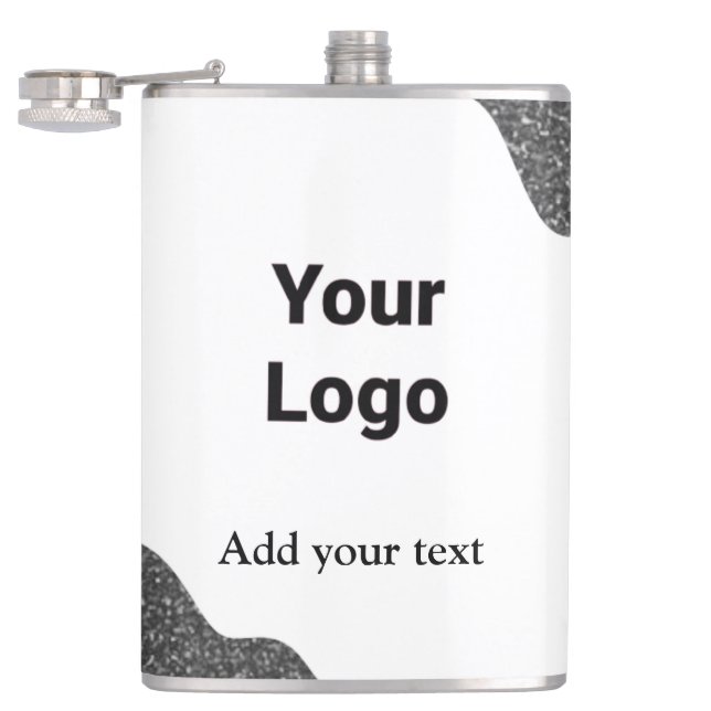 simple minimal add your name MONOGRAM GROOMSMEN Fl Hip Flask (Opened)