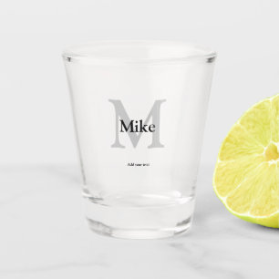 simple minimal add your name MONOGRAM GROOMSMEN  Shot Glass