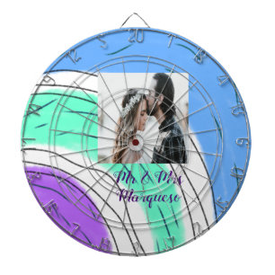 simple minimal add your name photo blue green purp dartboard