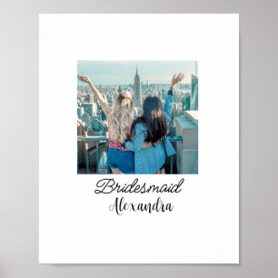 simple minimal add your name photo bridesmaid name poster