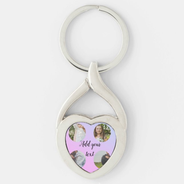 simple minimal add your name photo collage text    key ring (Front)