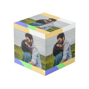 simple minimal add your name photo monogram invit cube
