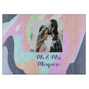 simple minimal add your name photo pastel paint ef cutting board