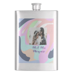 simple minimal add your name photo pastel paint ef hip flask