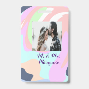 simple minimal add your name photo pastel paint ef ID badge