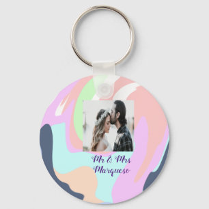 simple minimal add your name photo pastel paint ef key ring