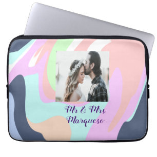 simple minimal add your name photo pastel paint ef laptop sleeve