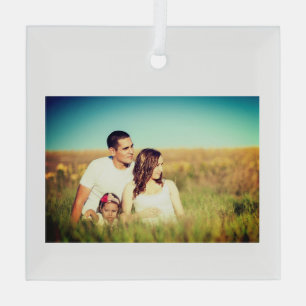 simple minimal add your name photo year watercolor glass tree decoration