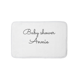 simple minimal add your name text baby shower thro bath mat