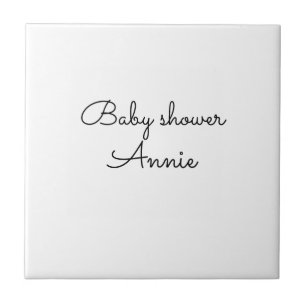 simple minimal add your name text baby shower thro ceramic tile