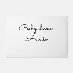 simple minimal add your name text baby shower thro doormat