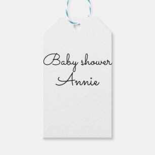 simple minimal add your name text baby shower thro gift tags
