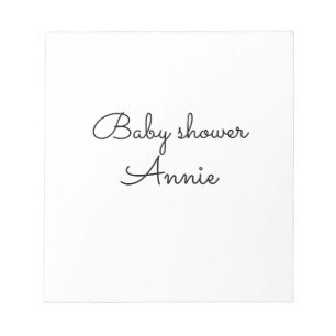 simple minimal add your name text baby shower thro notepad