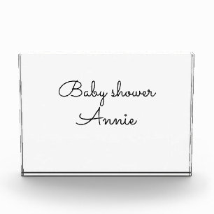 simple minimal add your name text baby shower thro photo block