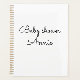simple minimal add your name text baby shower thro planner