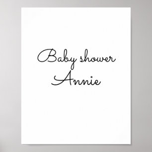 simple minimal add your name text baby shower thro poster
