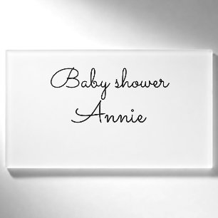 simple minimal add your name text baby shower thro tag