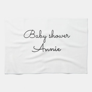 simple minimal add your name text baby shower thro tea towel