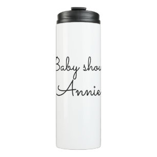 simple minimal add your name text baby shower thro thermal tumbler